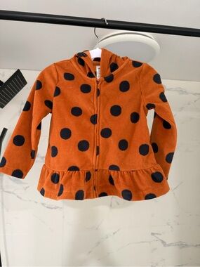 Carter's Orange Hoodie Jacket with Black Polka Dots
